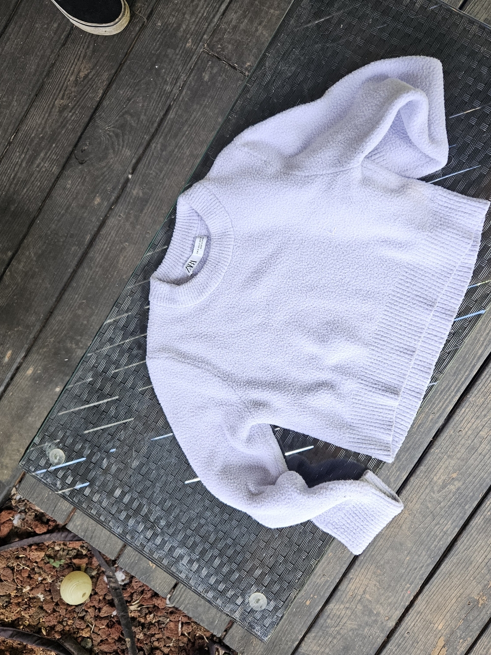 ZARA Cropped Periwinkle Fuzzy Knit Sweater